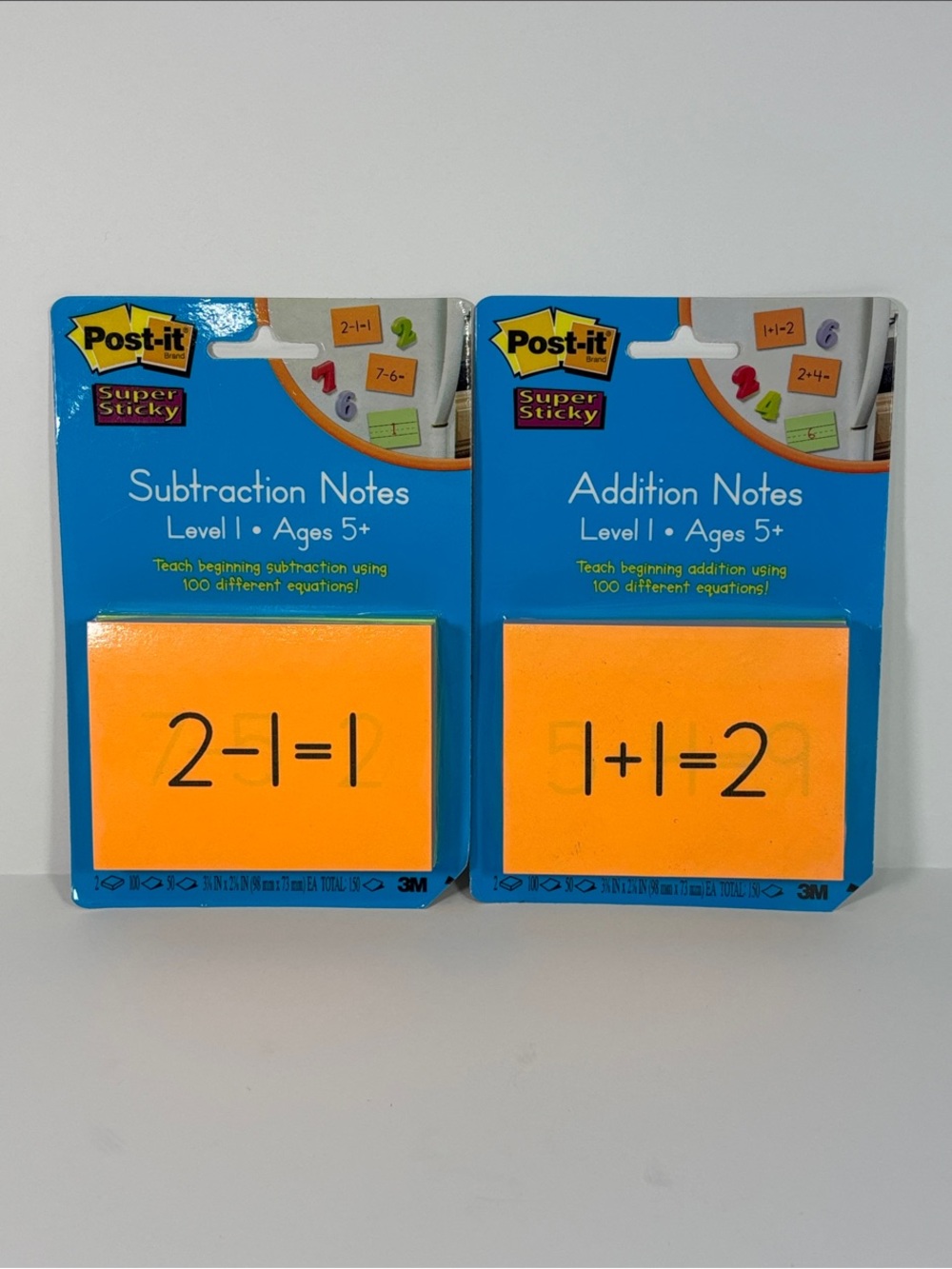 Post-It Notes Educational Addition & Subtraction Sticky Notes NEW